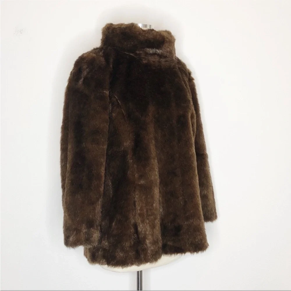 Banana Republic Brown Faux Fur Pullover Jacket with Pockets - Picture 6 of 16